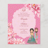 Papier Fleurs de lotus budget invitation de mariage indie (Devant)