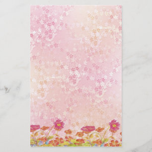Papier Fleurs de pavot orange Jardin rose