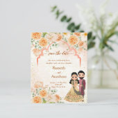 Papier Fleurs de pêche couple indien enregistrer la date (Debout devant)