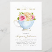 Papier Fleurs de printemps à Teacup Invitation de fête d' (Devant)