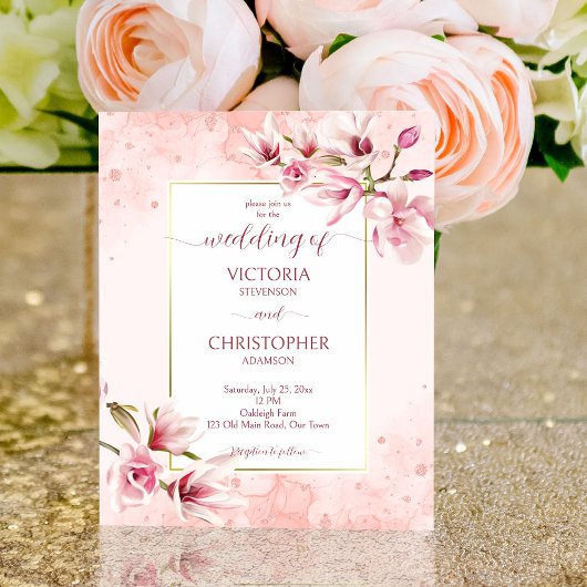 Papier Fleurs de printemps rose magnolia budget