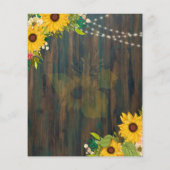Papier Fleurs de soleil en bois rustique illumine mariage (Dos)