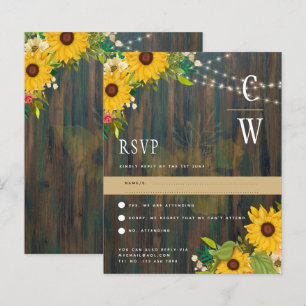 Papier Fleurs de soleil en bois rustique illumine mariage