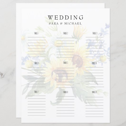 Papier Fleurs de soleil mariages en fleurs (Devant / Derrière)