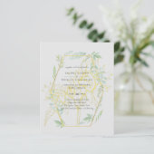 Papier Fleurs de soleil modernes Mariage d'or Sage (Debout devant)