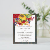 Papier Fleurs de soleil rustiques Jaune Bleu Rouge Mariag (Debout devant)