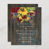 Papier Fleurs de soleil rustiques Mariage floral bordeaux (Devant / Derrière)