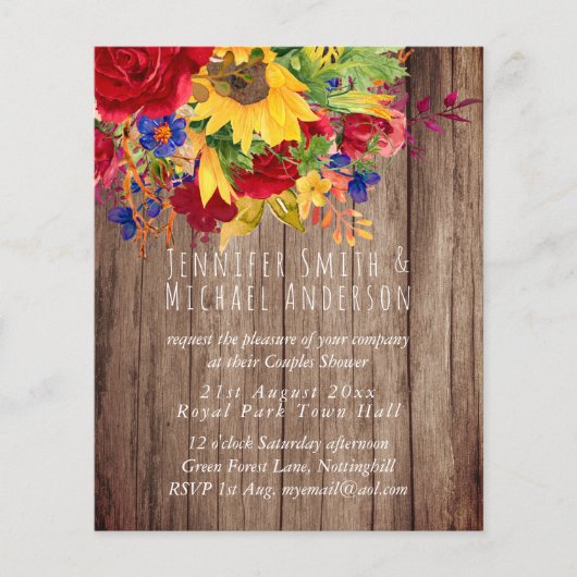 Papier Fleurs de soleil rustiques Roses rouges Couples nu (Devant)