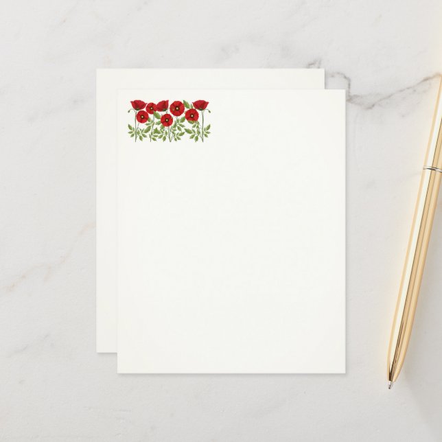 Papier Fleurs d'été joyeuses floraison de pavot (Devant/Arrière en situation)