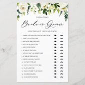 Papier Fleurs d'hiver blanches Devinez qui marié ou jeu d (Devant)