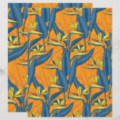 Papier Fleurs d'oiseau de paradis sur orange (Devant / Derrière)