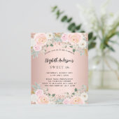Papier Fleurs d'or roses Sweet 16 invitation budgétaire (Debout devant)