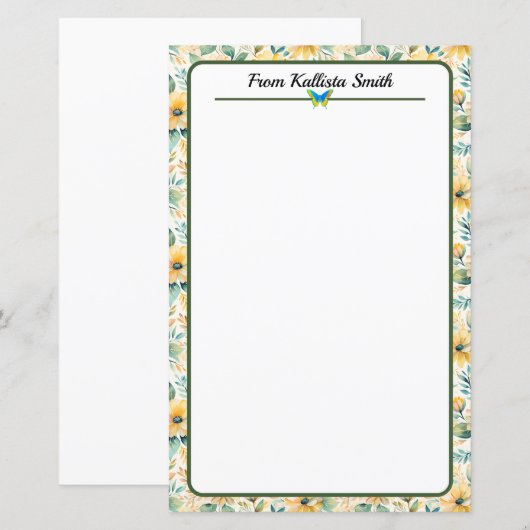 Papier Fleurs d'or Sunny (Devant / Derrière)