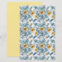 Fleurs élégantes jaunes et bleues de jardin