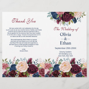 Papier Fleurs florissantes Marsala Pink Navy