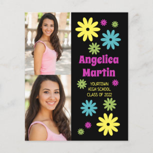 Papier Fleurs Hippie Rétro 2 Photo Budget Graduation