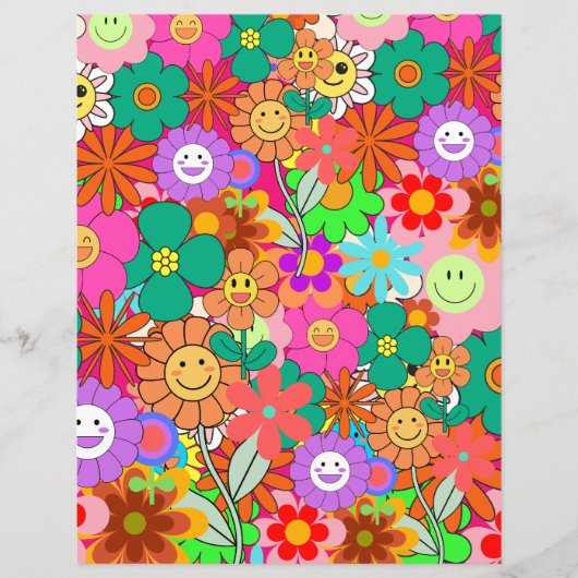 Papier Fleurs hippies Boho Super rétros (Devant)