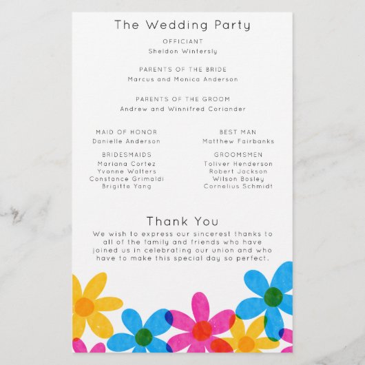 Papier Fleurs hippies brillantes et audacieuses Mariage d (Dos)