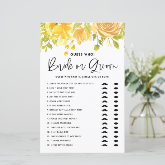 Papier Fleurs Jaunes Il Dit Qu'Elle A Dit Douche Jeu (Debout devant)