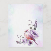 Papier Fleurs lilas violet budget bordeaux avec oiseau (Dos)
