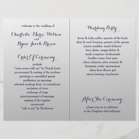 Papier fleurs marine et argent mariage d'aquarelle (Dos)