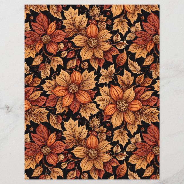 Papier Fleurs Marron d'Automne (Devant)