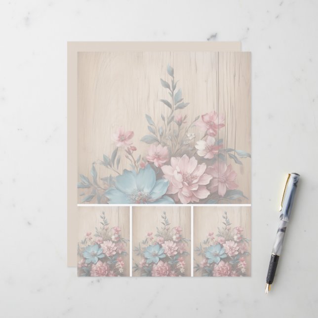 Papier Fleurs Ombre Douce arrière - plan (Devant/Arrière en situation)