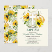 Papier Fleurs & Or/INVITATION DE BAPTÊME - BUDGET. (Devant / Derrière)