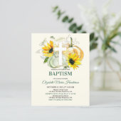 Papier Fleurs & Or/INVITATION DE BAPTÊME - BUDGET. (Debout devant)