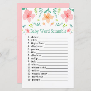 Papier Fleurs pastel Baby mot scramble jeu