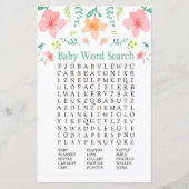 Papier Fleurs Pastel Baby shower Word Recherche Jeu (Devant)