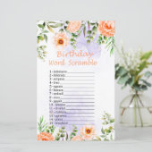 Papier Fleurs Pastel Jeu d'Anniversaire Mot (Debout devant)