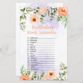 Papier Fleurs Pastel Jeu d'Anniversaire Mot (Devant / Derrière)