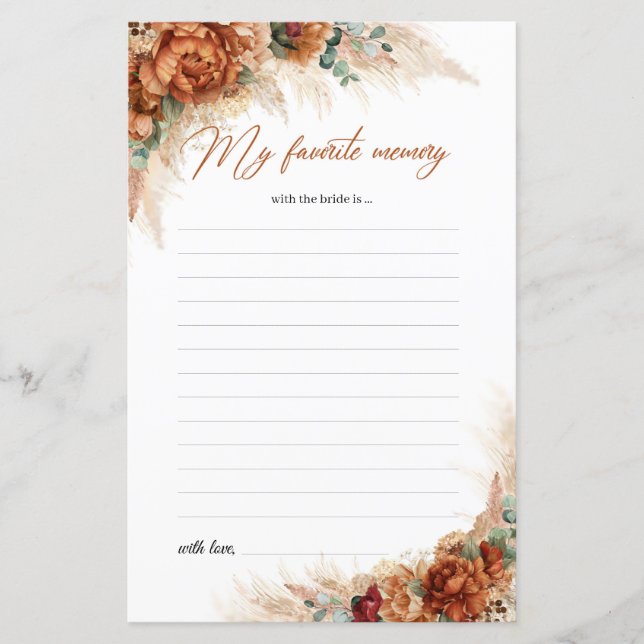 Papier Fleurs populaires de rouille de cuivre Ma mémoire  (Devant)