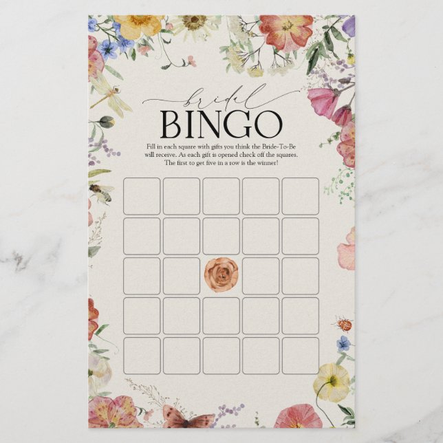 Papier Fleurs Pressées Jeu de Bingo Nuptiale (Devant)
