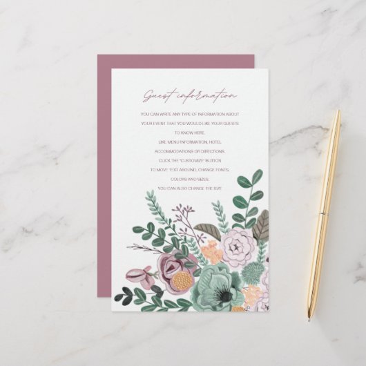 Papier Fleurs romantiques peintes à la main Informations (Devant/Arrière en situation)