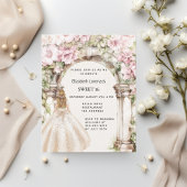 Papier Fleurs roses arc robe blanche Sweet 16 invitation