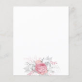 Papier Fleurs roses argent baby shower invitation budgéta (Dos)