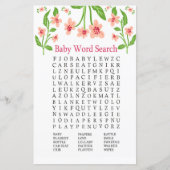 Papier Fleurs roses Baby shower Word Recherche Jeu (Devant)
