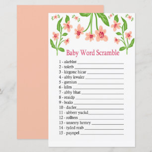 Papier Fleurs roses Baby word scramble jeu
