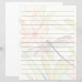 Papier Fleurs roses et alignées de libellules (Devant / Derrière)