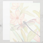 Papier Fleurs roses et libellule (Devant / Derrière)