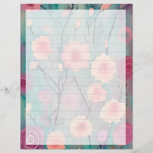 Papier Fleurs roses et mauves doublées (Devant)