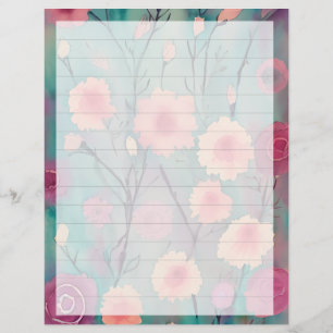 Papier Fleurs roses et mauves doublées