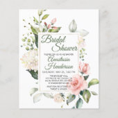 Papier Fleurs roses. Invitation à la douche nuptiale. (Devant)