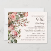 Papier Fleurs roses pour les 100 ans de grand-mère, 90e a (Devant)