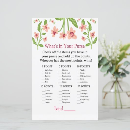 Papier Fleurs roses Qu'y a-t-il dans votre sac à main (Debout devant)