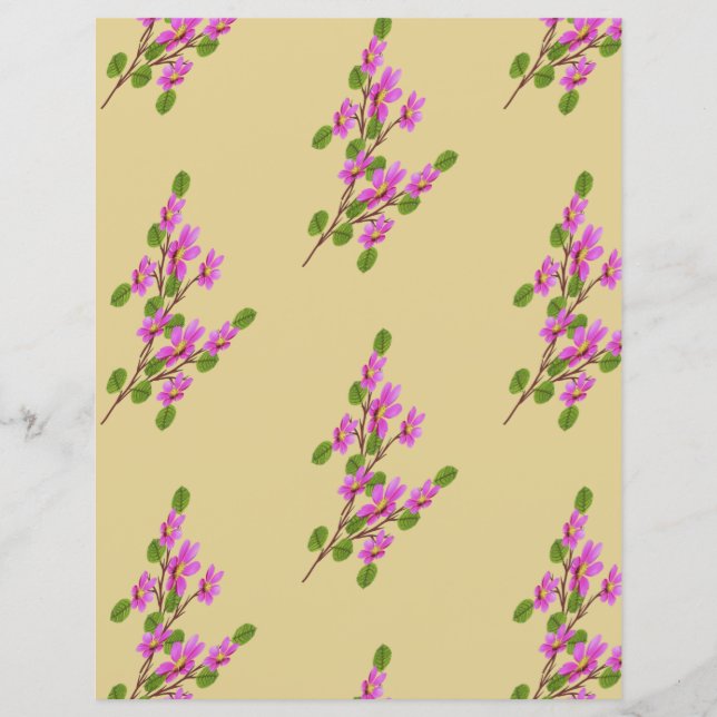 Papier Fleurs roses sur une branche (Devant)