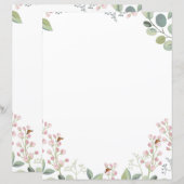 Papier Fleurs roses, verdure et papillons monarques (Devant / Derrière)