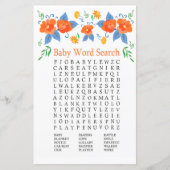 Papier Fleurs rouges Baby shower Mot de recherche Jeu (Devant)